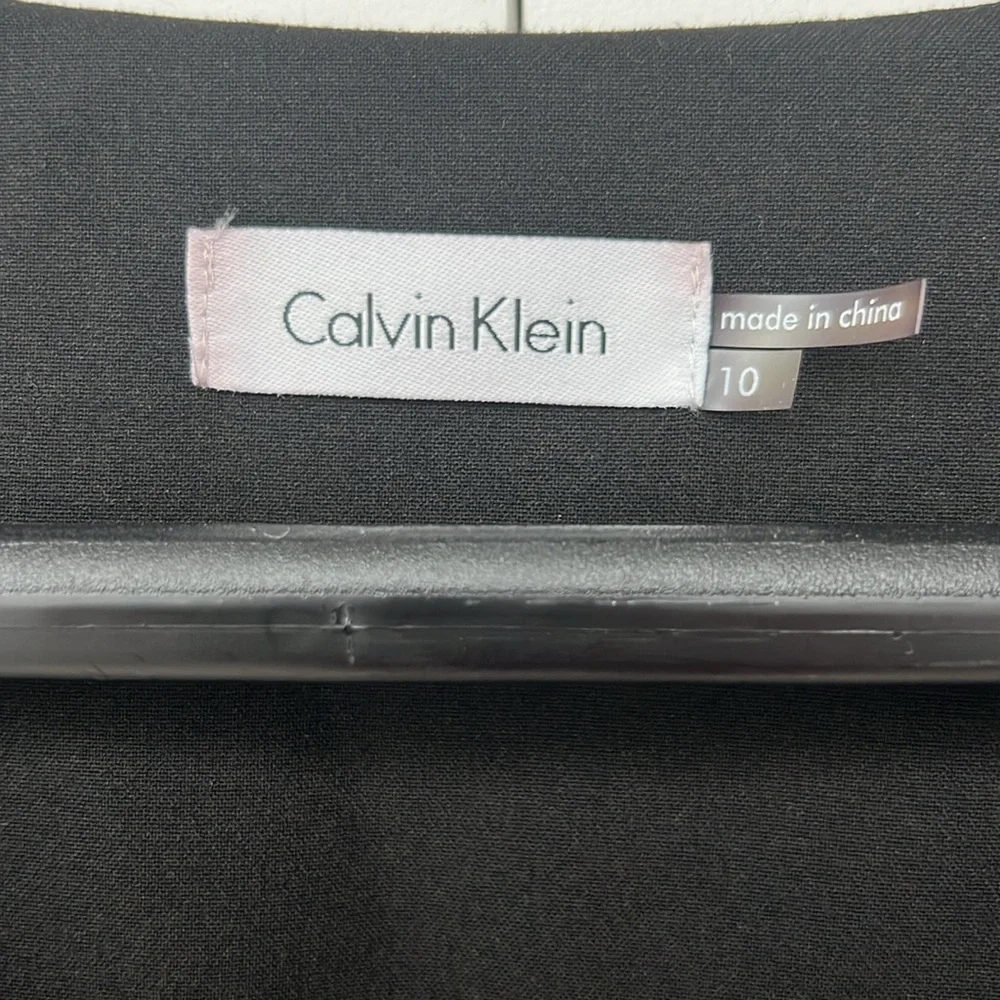 CALVIN KLEIN | Black Sheath Dress with Accent Contouring Gold Zipper Piping - Picture 12 of 12